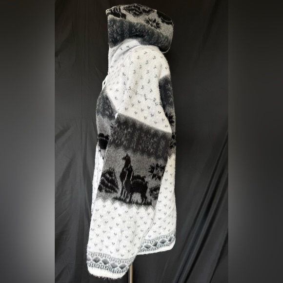 Wool Hoodie zip up Cardigan jacket ecuador aztec alpaca unisex - Picture 7 of 10